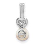 Sterling Silver Rhodium-plated FW Cultured Pearl & Diam. Pendant - Image 4