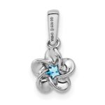 Sterling Silver Rhodium-plated Floral Blue Topaz Pendant - Image 3