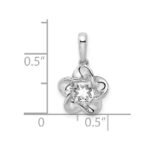 Sterling Silver Rhodium-plated Floral White Topaz Pendant - Image 3