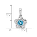 Sterling Silver Rhodium-plated Floral Blue Topaz Pendant - Image 3