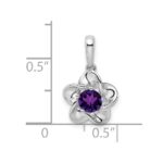Sterling Silver Rhodium-plated Floral Amethyst Pendant - Image 3