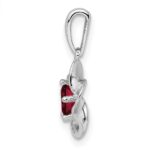 Sterling Silver Rhodium-plated Floral Created Ruby Pendant - Image 2