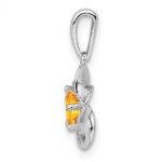 Sterling Silver Rhodium-plated Floral Citrine Pendant - Image 2