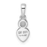 Sterling Silver Rhodium-plated Polished White Topaz Heart Pendant - Image 4