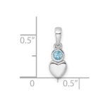 Sterling Silver Rhodium-plated Polished LS Blue Topaz Heart Pendant - Image 3
