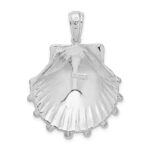 De-Ani Sterling Silver Rhodium-Plated Polished and Textured Lions Paw Shell Pendant - Image 3