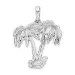 De-Ani Sterling Silver Rhodium-Plated Polished and Textured Double Palm Tree Pendant - Image 3