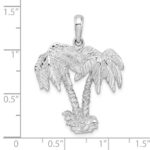 De-Ani Sterling Silver Rhodium-Plated Polished and Textured Double Palm Tree Pendant - Image 4