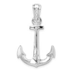 De-Ani Sterling Silver Rhodium-Plated Polished 3D Anchor Pendant - Image 3