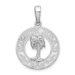 De-Ani Sterling Silver Rhodium-Plated Hilton Head with Palm Tree Round Pendant