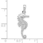 De-Ani Sterling Silver Rhodium-Plated Polished and Textured 3D Seahorse Pendant - Image 4