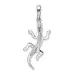 De-Ani Sterling Silver Rhodium-Plated Polished and Textured Gecko Pendant - Image 3
