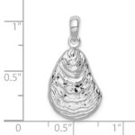 De-Ani Sterling Silver Rhodium-Plated Polished and Textured 3D Oyster Shell Pendant - Image 4