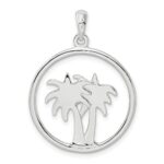 De-Ani Sterling Silver Rhodium-Plated Polished Double Palm Tree Circle Pendant - Image 3