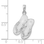De-Ani Sterling Silver Rhodium-Plated Polished and Textured Key West Flip Flops Pendant - Image 4