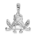 De-Ani Sterling Silver Rhodium-Plated Polished and Textured Sitting Frog Pendant - Image 3