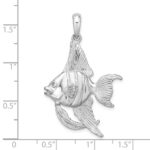 De-Ani Sterling Silver Rhodium-Plated Polished and Textured 3D Angel Fish Pendant - Image 4