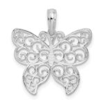 De-Ani Sterling Silver Rhodium-Plated Polished Filigree Wing Butterfly Pendant - Image 3