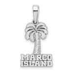 De-Ani Sterling Silver Rhodium-Plated Polished Marco Island Palm Tree Pendant