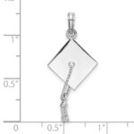 De-Ani Sterling Silver Rhodium-plated Polished 3D Moveable Tassel Graduation Cap Pendant - Image 4
