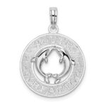 De-Ani Sterling Silver Rhodium-Plated Polished and Textured South Beach Dolphin Pendant