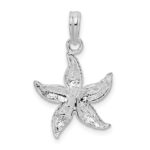 De-Ani Sterling Silver Rhodium-Plated Polished and Textured Starfish Pendant - Image 3
