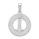 De-Ani Sterling Silver Rhodium-Plated Polished Booth Bay Lighthouse Circle Pendant - Image 3