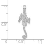 De-Ani Sterling Silver Rhodium-Plated Polished and Textured 3D Sea Horse Pendant - Image 4