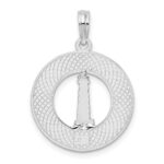De-Ani Sterling Silver Rhodium-Plated St. Augustine with Lighthouse Circle Pendant - Image 3