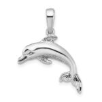 De-Ani Sterling Silver Rhodium-Plated Polished Dolphin Pendant