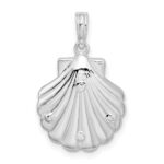 De-Ani Sterling Silver Rhodium-Plated Polished and Textured Shell / Palm Trees Pendant - Image 3