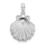 De-Ani Sterling Silver Rhodium-Plated Polished and Textured Shell with Starfish Pendant - Image 3