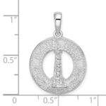 De-Ani Sterling Silver Rhodium-Plated Cape Cod with Lighthouse Circle Pendant - Image 4