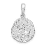 De-Ani Sterling Silver Rhodium-Plated Polished and Textured Small Sand Dollar Pendant - Image 3