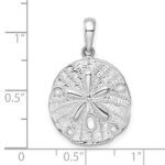 De-Ani Sterling Silver Rhodium-Plated Polished and Textured Sand Dollar Pendant - Image 4