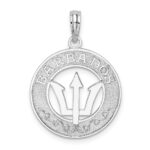 De-Ani Sterling Silver Rhodium-Plated Polished Barbados with Trident Circle Pendant