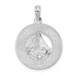 De-Ani Sterling Silver Rhodium-Plated Newport Rhode Island with Sailboat Circle Pendant - Image 3