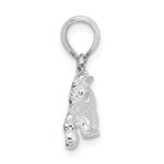 De-Ani Sterling Silver Rhodium-Plated Polished Cat with Ball Pendant - Image 2