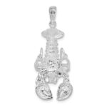 De-Ani Sterling Silver Rhodium-Plated Polished Moveable Lobster Pendant - Image 3