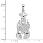 De-Ani Sterling Silver Rhodium-Plated Polished Moveable Lobster Pendant - Image 4