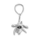 De-Ani Sterling Silver Rhodium-Plated Polished 3D Hammer Head Shark Pendant - Image 2