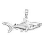 De-Ani Sterling Silver Rhodium-Plated Polished 3D Hammer Head Shark Pendant - Image 3