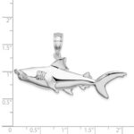 De-Ani Sterling Silver Rhodium-Plated Polished 3D Hammer Head Shark Pendant - Image 4