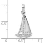 De-Ani Sterling Silver Rhodium-Plated Polished 3D Sailboat Pendant - Image 5