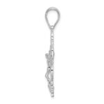 De-Ani Sterling Silver Rhodium-Plated Polished Lace Trim Crucifix Pendant - Image 2