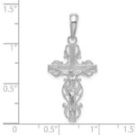De-Ani Sterling Silver Rhodium-Plated Polished Lace Trim Crucifix Pendant - Image 3