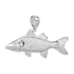 De-Ani Sterling Silver Rhodium-Plated Polished 3D Snook Fish Pendant - Image 5