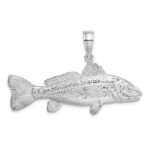 De-Ani Sterling Silver Rhodium-Plated Polished 3D Red Fish Pendant - Image 4