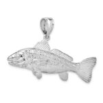 De-Ani Sterling Silver Rhodium-Plated Polished 3D Red Fish Pendant - Image 5
