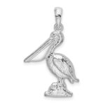 De-Ani Sterling Silver Rhodium-Plated Polished Large 3D Standing Pelican Pendant - Image 4